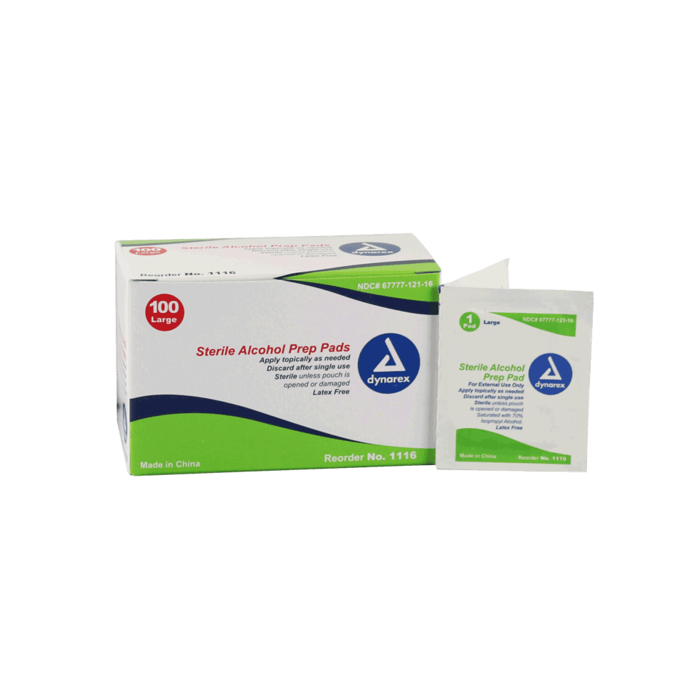 Sterile alcohol prep pads 100-count box open