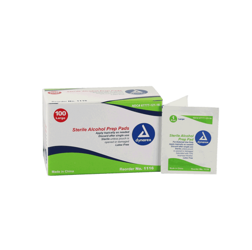 Sterile alcohol prep pads 100-count box open