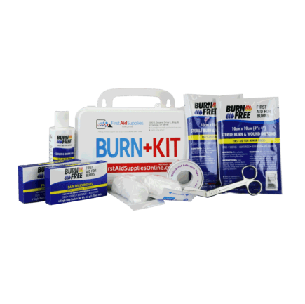 BurnFree emergency burn kit open showing contents