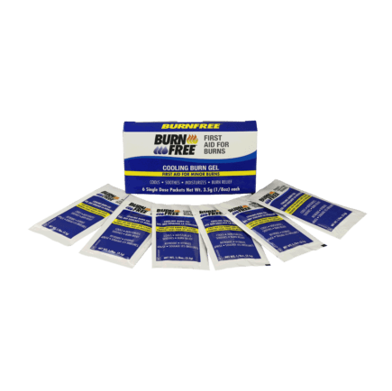 BurnFree hydrogel burn gel packet deployed