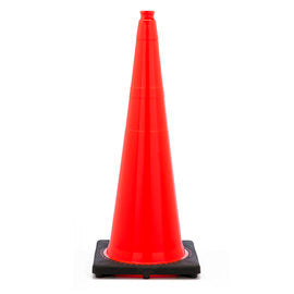 36-inch orange stackable PVC safety cone with black base