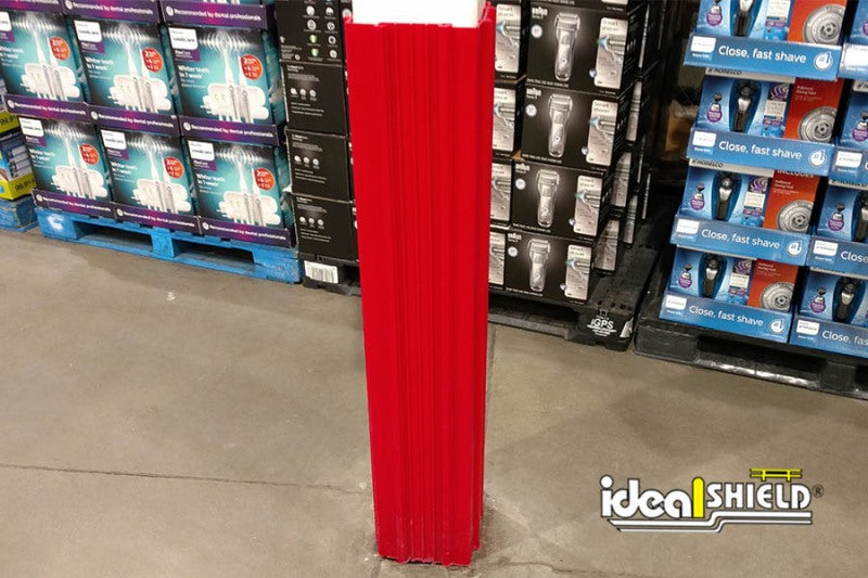 Round red column wrap on retail column