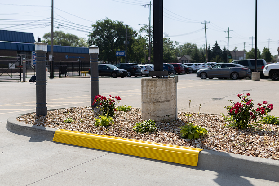 Yellow curb guard rear angle view