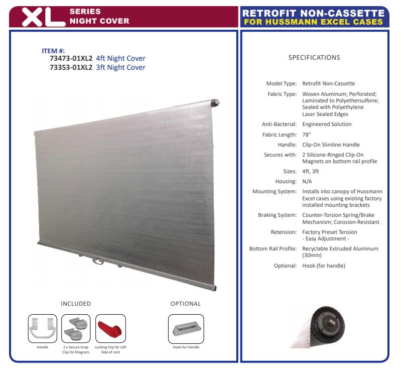 Econofrost XL night cover specification sheet