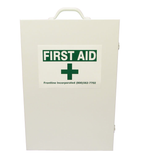 First aid kit metal cabinet front view