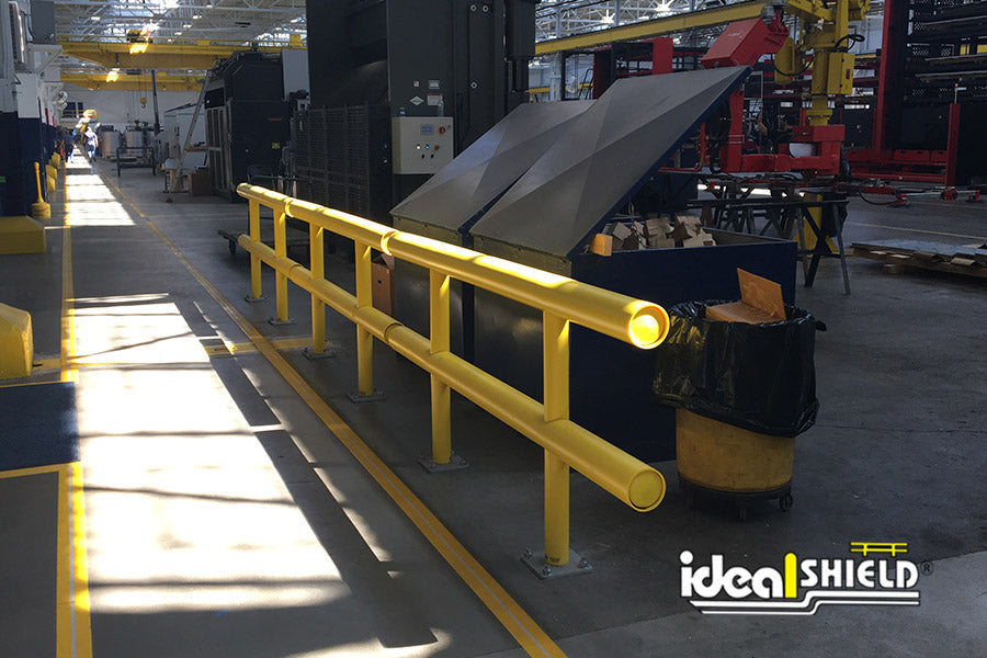 Standard guardrail protecting dock area
