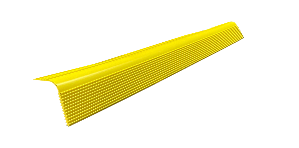 Yellow curb guard protector installed on concrete curb