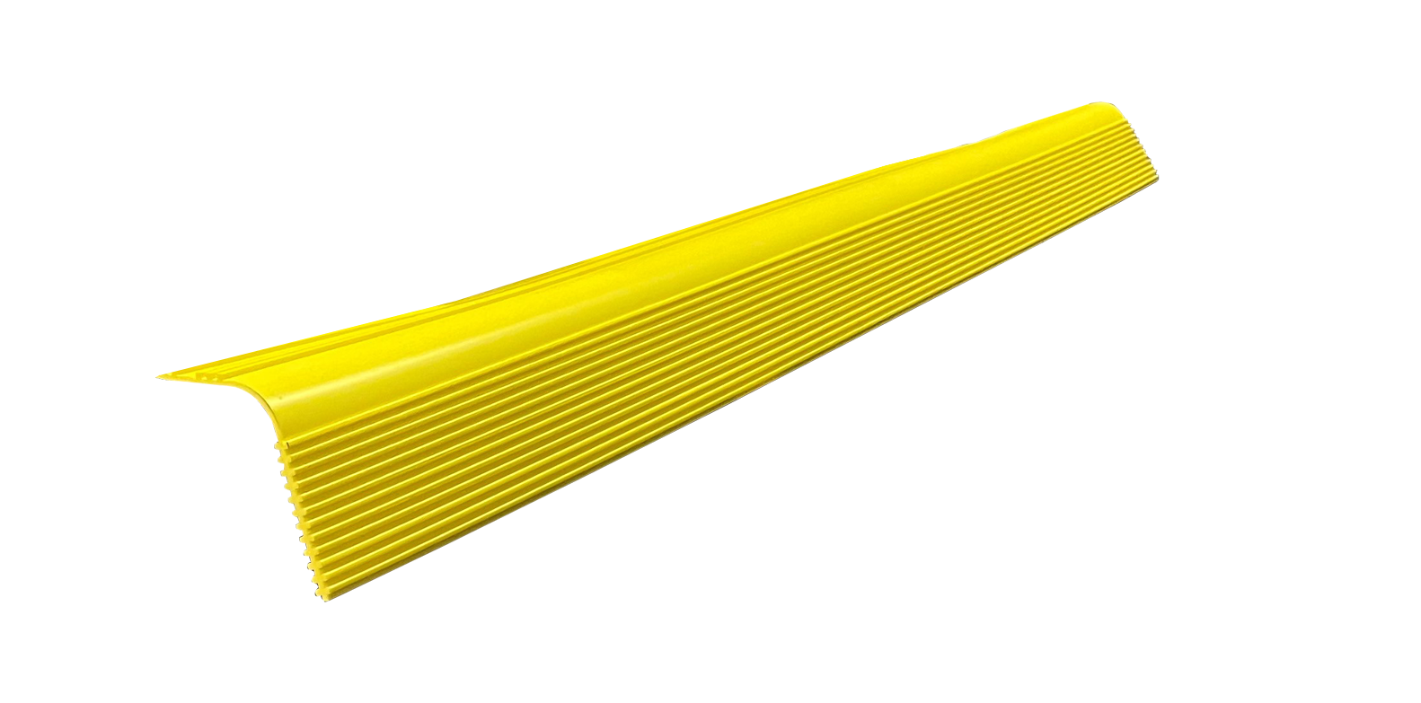 Yellow curb guard protector installed on concrete curb