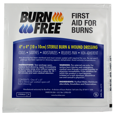 BurnFree 4x4 sterile hydrogel burn dressing