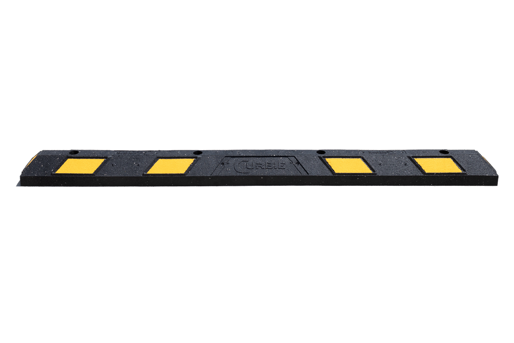 Rubber parking block with yellow reflective tape