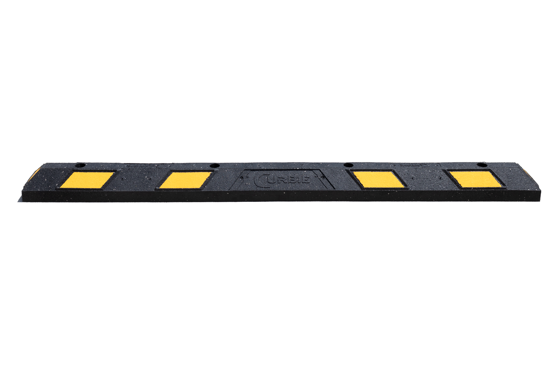 Rubber parking block with yellow reflective tape