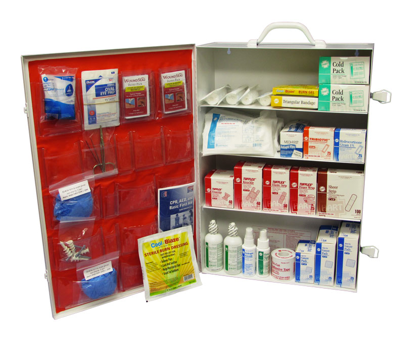Industrial first aid kit metal cabinet closed