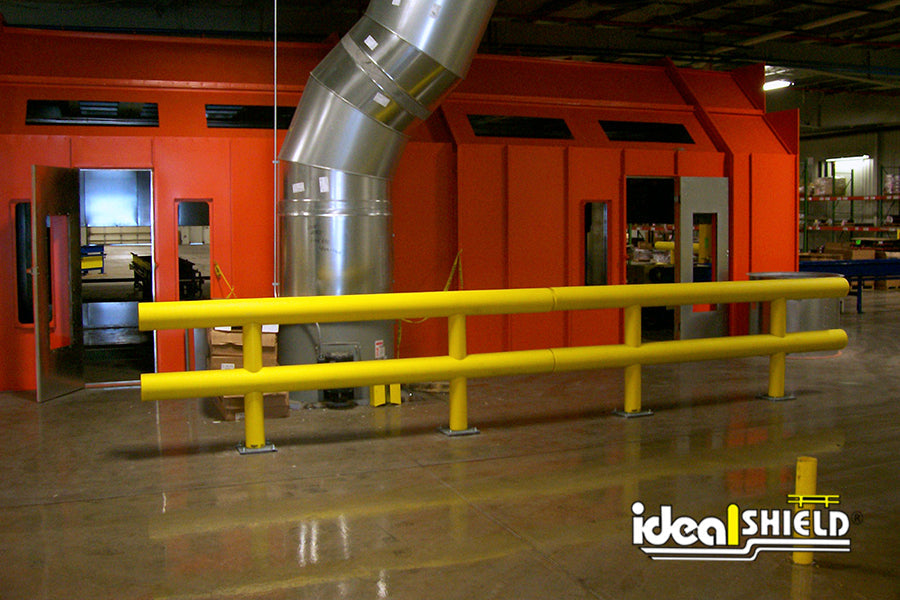 Standard guardrail at warehouse perimeter