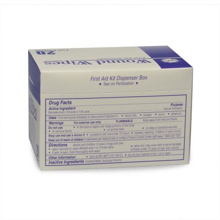Antiseptic wound wipes box rear view