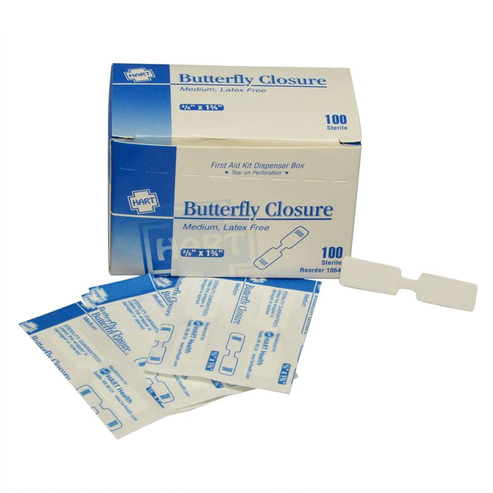 Butterfly wound closures 100-count box deployed