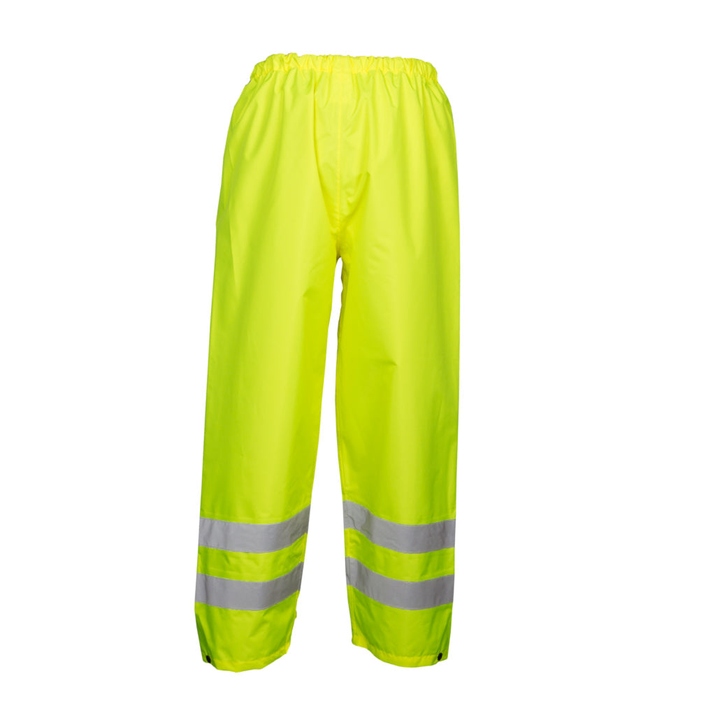 Hi-vis reflective rain pants back view