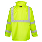 Hi-vis reflective rainwear jacket back view