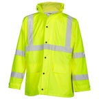 Hi-vis reflective rainwear jacket front view
