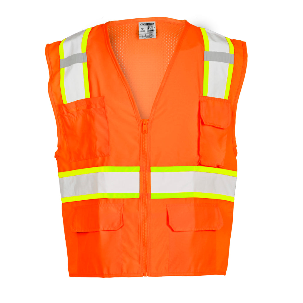 Orange hi-vis safety vest solid front view