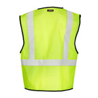 Lime green hi-vis safety vest back view