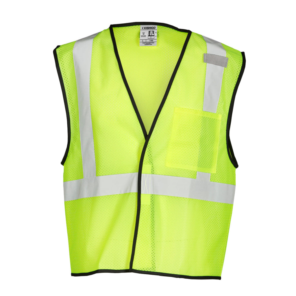 Lime green hi-vis safety vest front view
