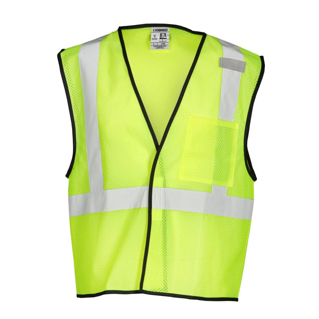 Lime green hi-vis safety vest front view